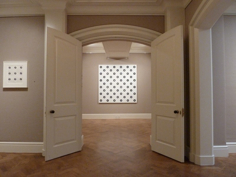 Left wall: Untitled (Wide Spacing Slow Movement) (1964), Back Gallery: Dilated Centres (1963)