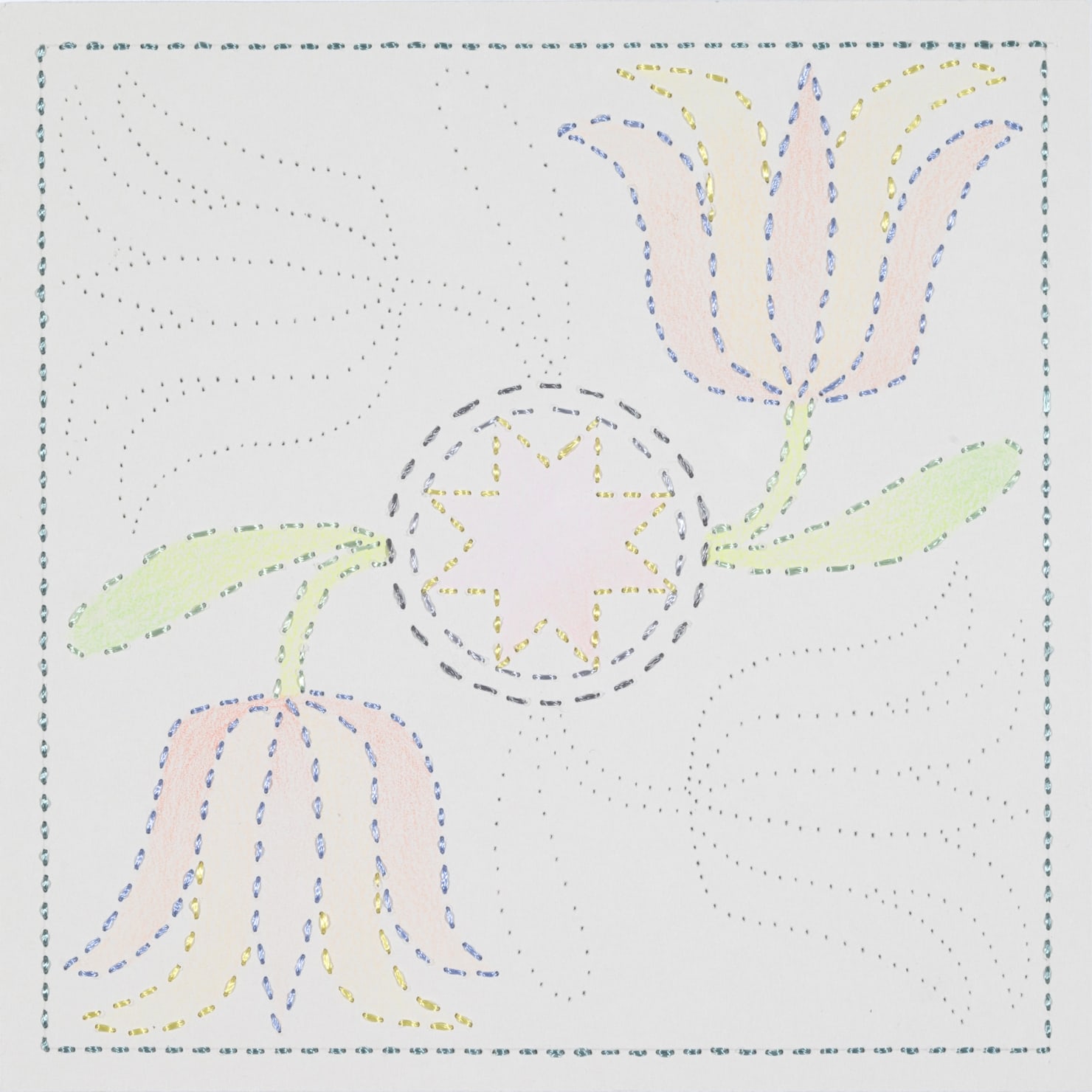 Cecilia Charlton, Quilted Composition [grey // tulips] , 2019