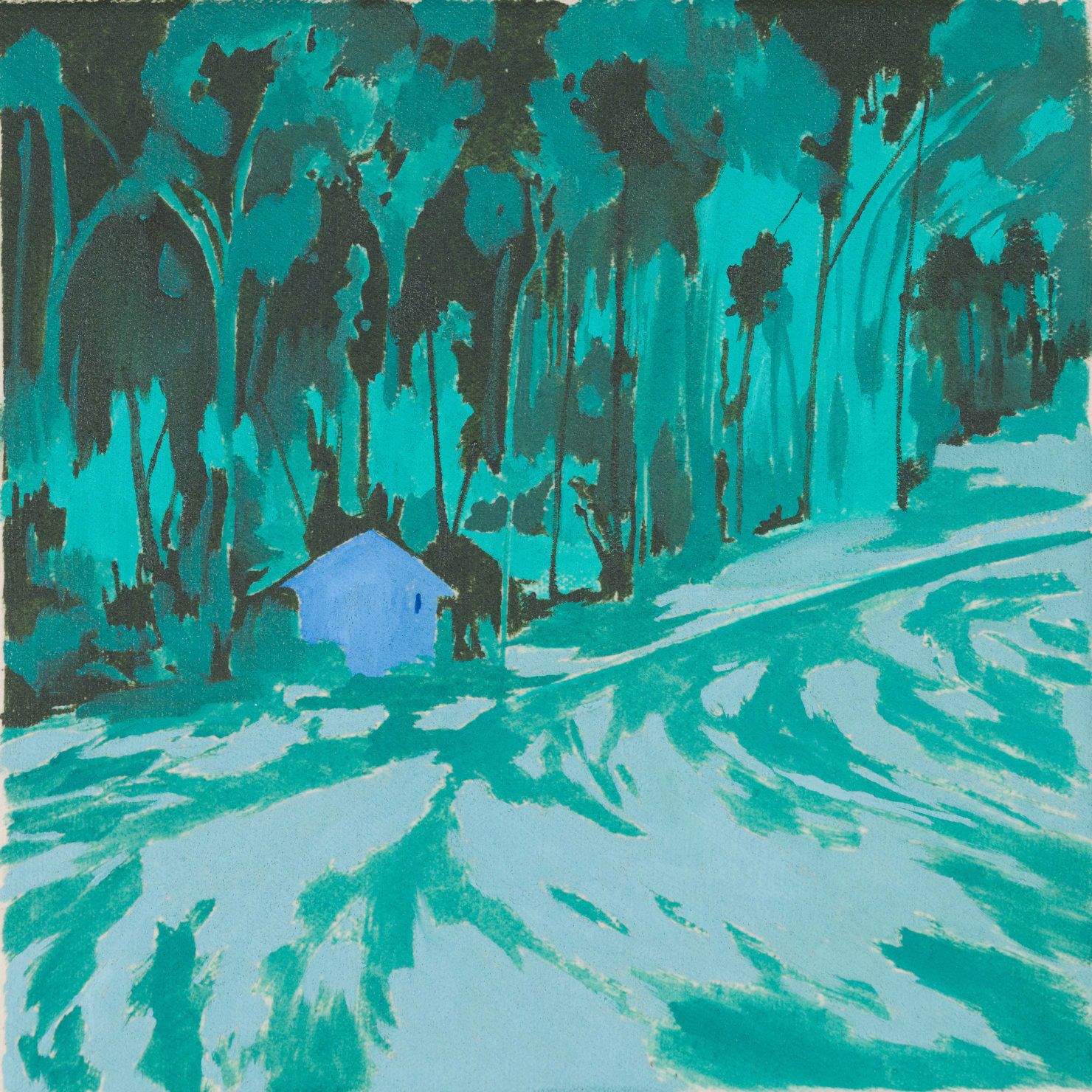 Charlotte Brisland, Blue building in turquoise, 2025
