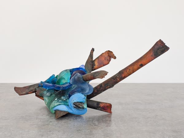 Claire Falkenstein Fusion, circa 1965 Copper and glass, 8 1/2 x 22 1/2 x 14 3/8 inches (21.6 x 57.1...