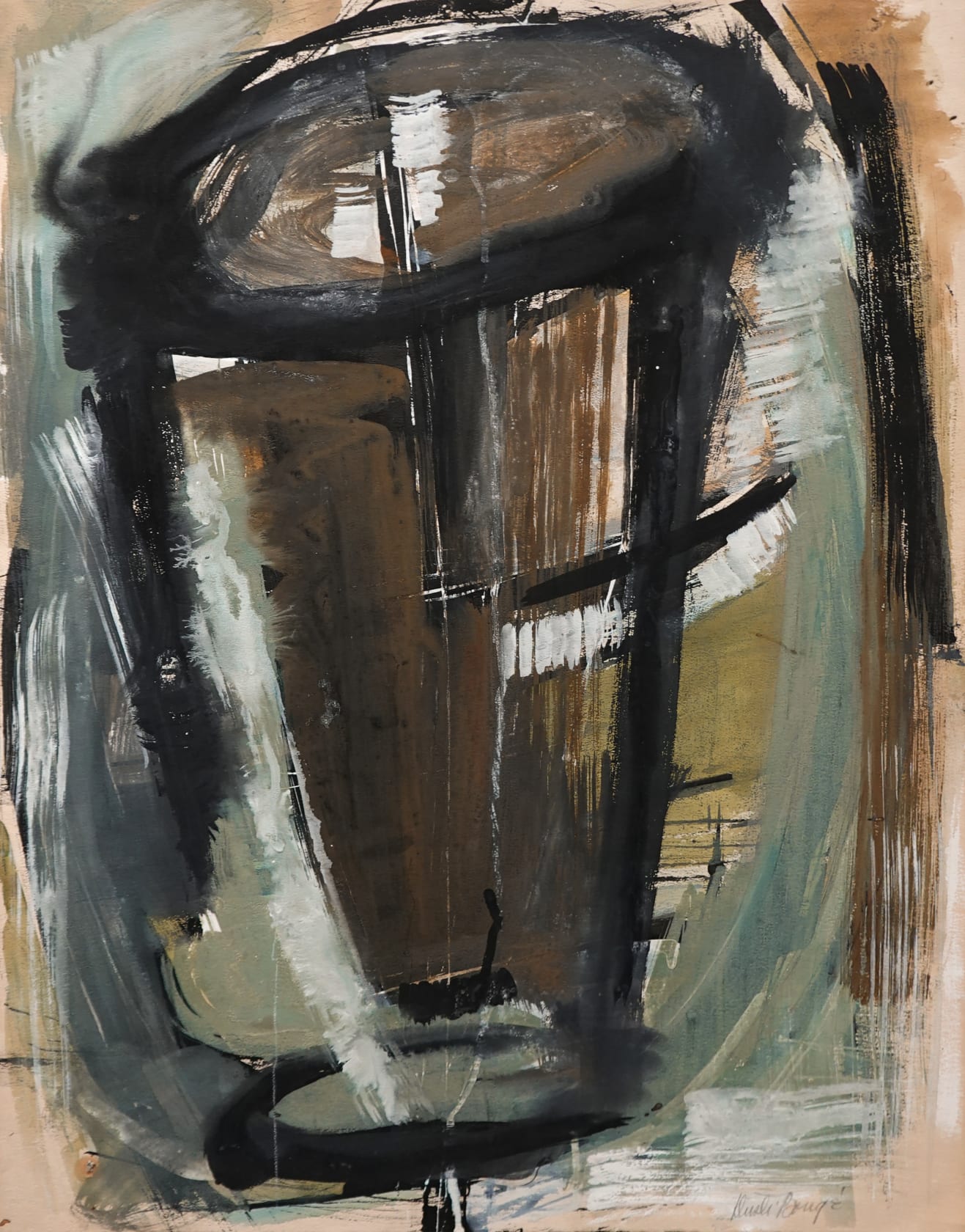 Dusti Bongé, Untitled (Black Cone with Brown and Green), circa 1955