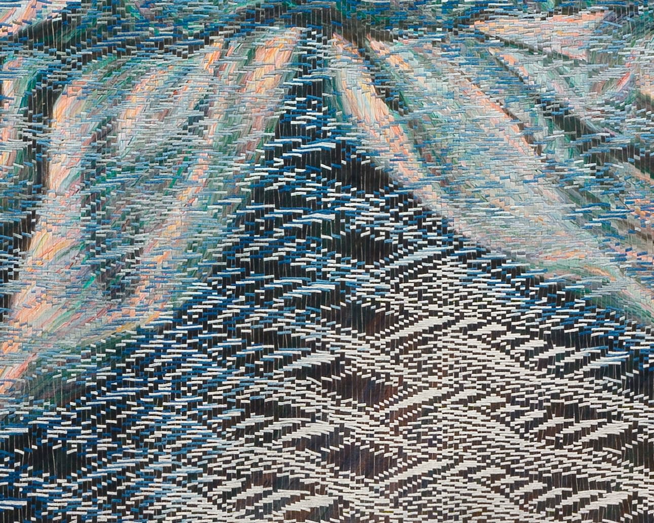 Lia Cook Material Pleasures: Artemisia, 1993 Acrylic on linen, dyes on rayon, woven, 53 x 77 in. (134.6 x 195.6...