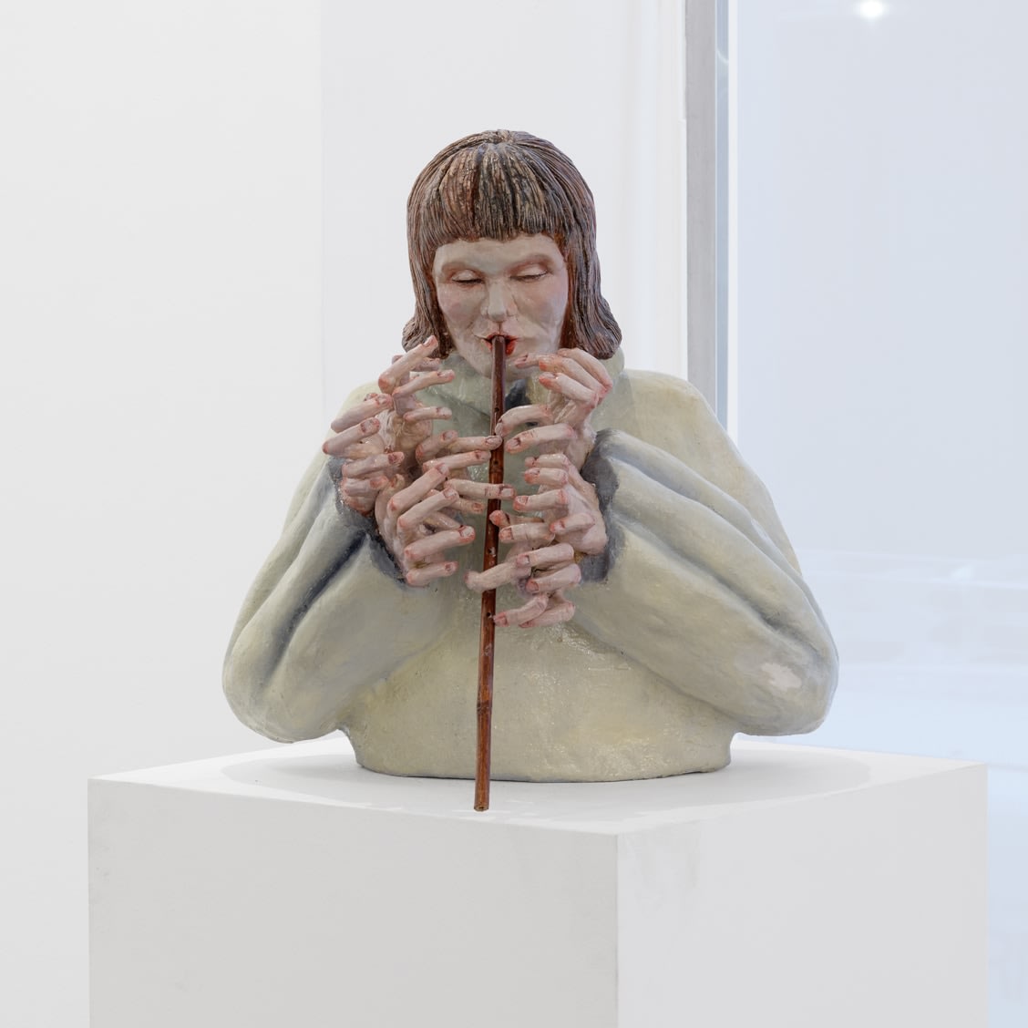 Justine Otto Multiflutist, 2023 Epoxy resin and mixed media, 23 5/8 x 23 5/8 x 19 3/4 in. (60 x...