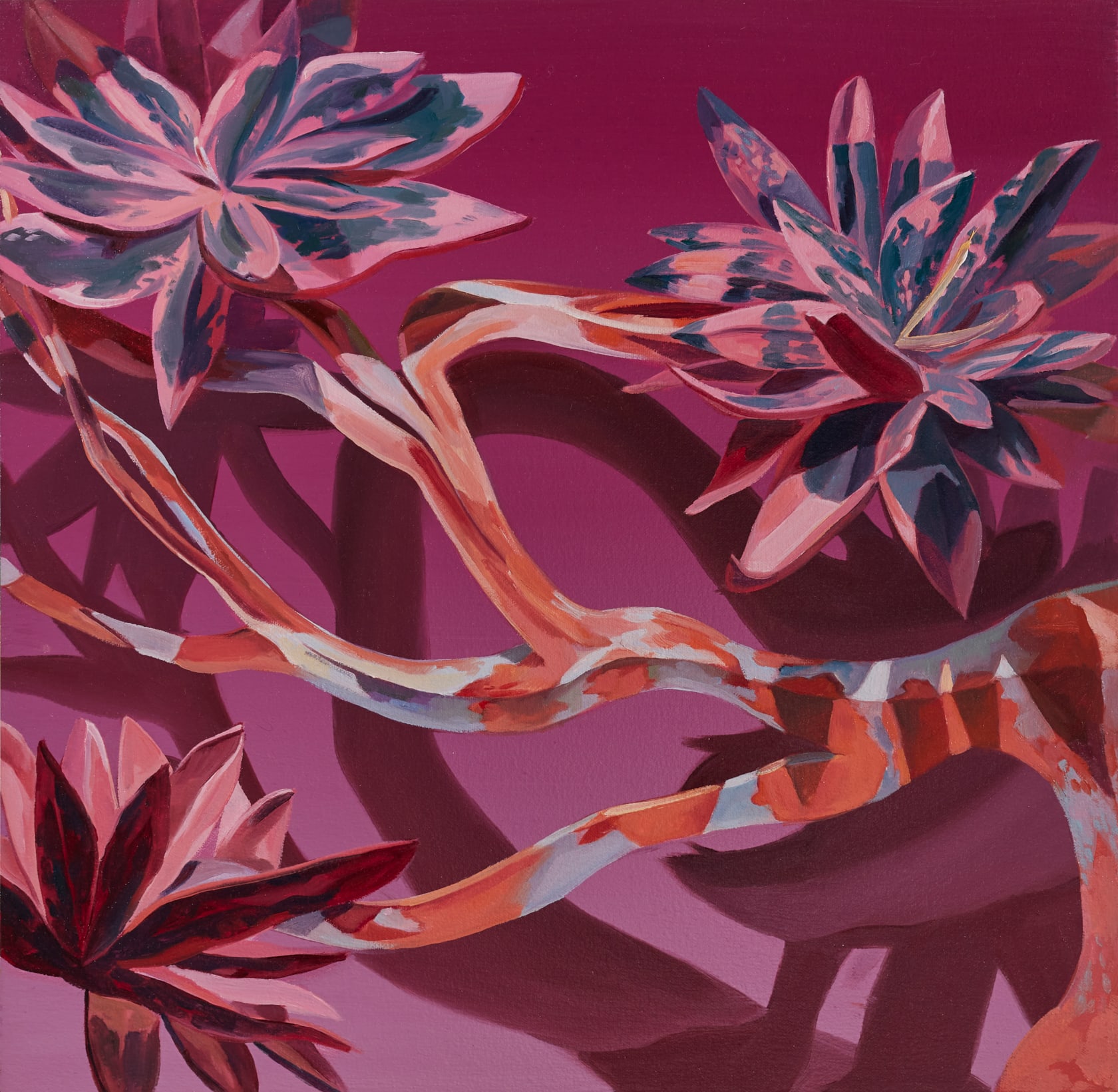 Rachel MacFarlane Blossoms at Nightfall, 2021 Oil on canvas mounted on wood panel, 18 x 18 in. (45.7 x 45.7...