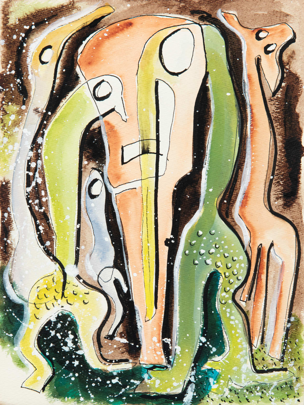 Dusti Bongé, Untitled (Surrealist Keyhole People), circa 1950