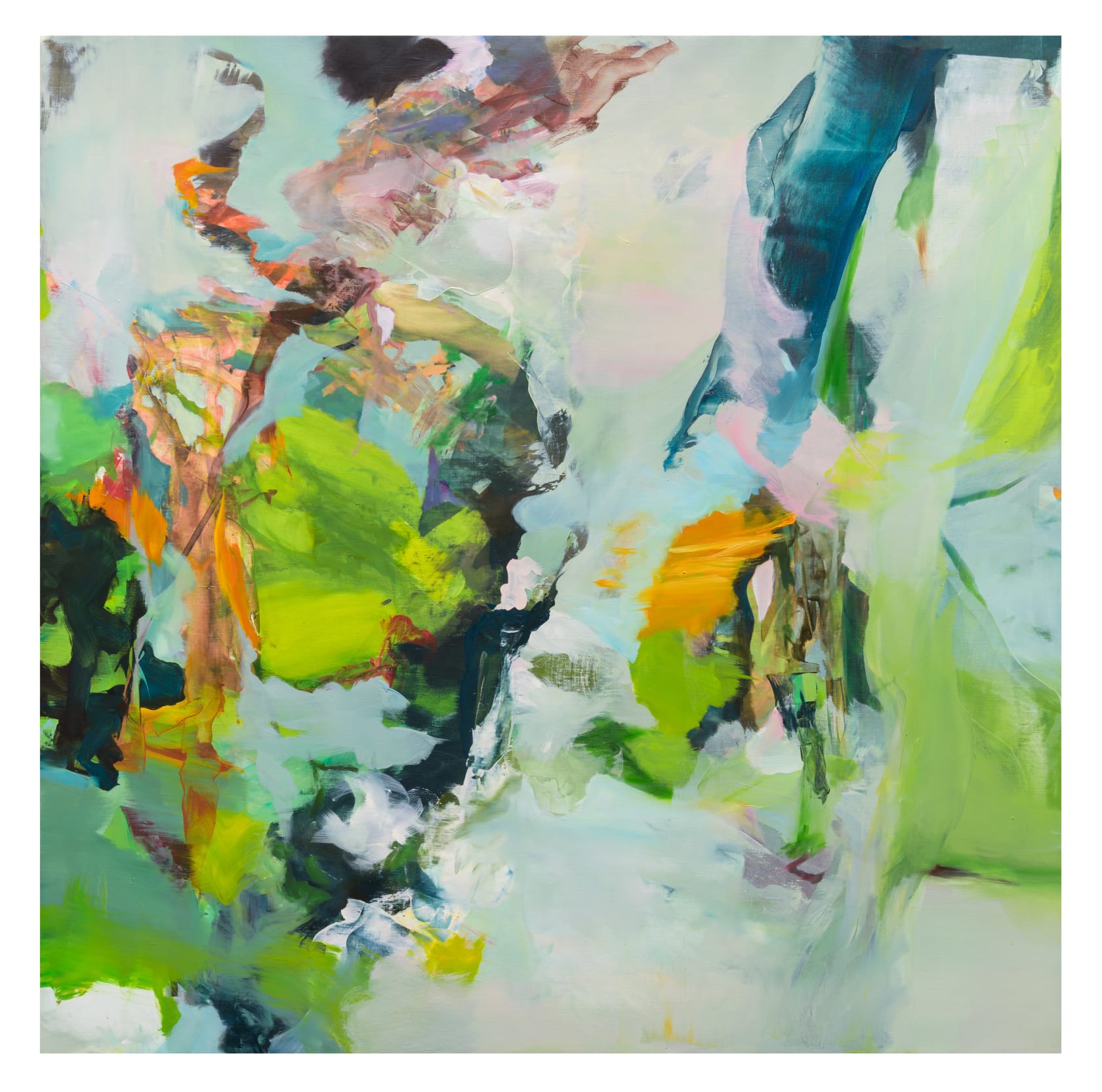 Hollis Heichemer simultaneously stretching, 2024 Oil on linen, 40 x 40 in. (101.6 x 101.6 cm)