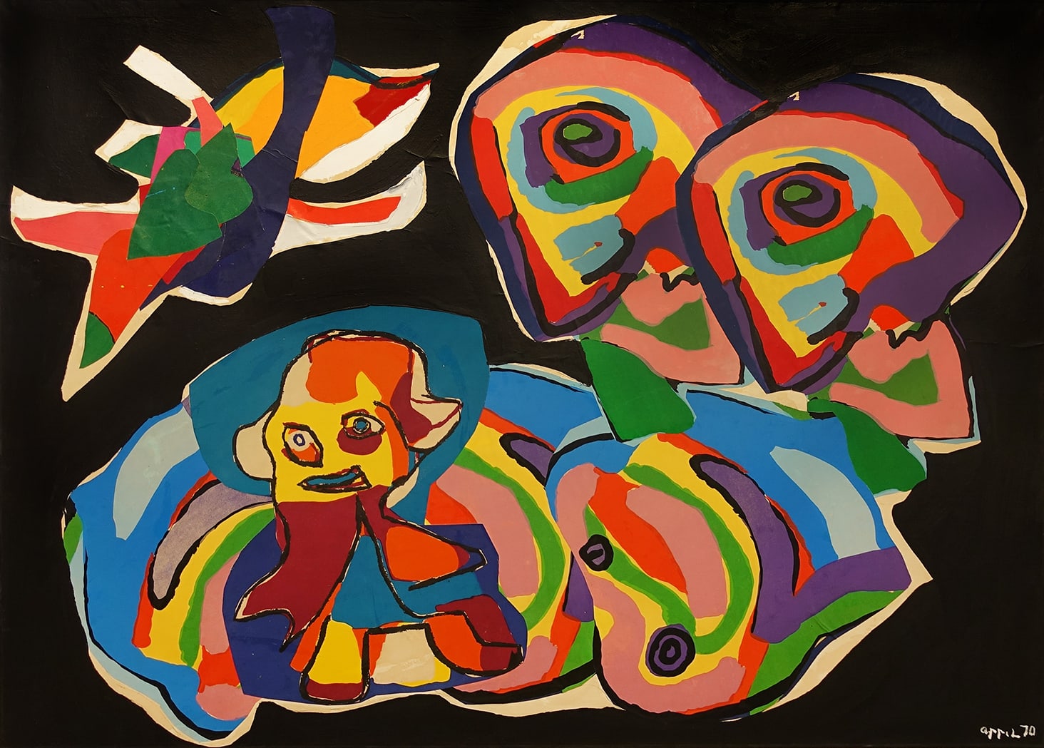 Karel Appel, Personnages et Oiseaux II, 1970