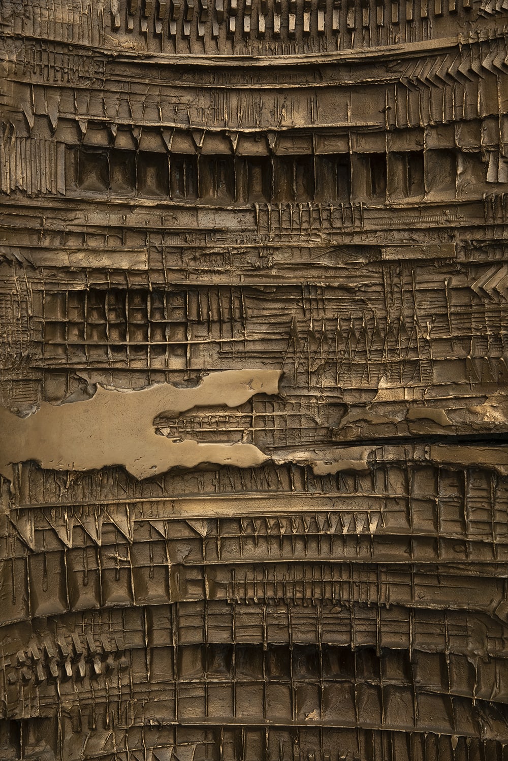 Arnaldo Pomodoro Successioni n. 2, 1962 Bronze, mounted on painted steel base, 55 1/2 x 25 x 8 1/2 inches...