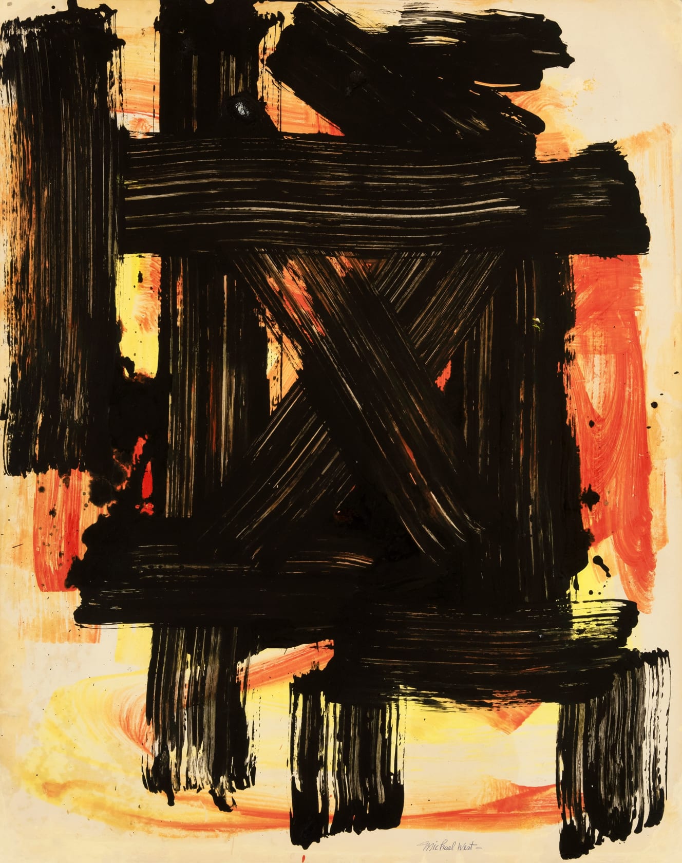 Michael (Corinne) West Enamel #2, 1975 Enamel paint and oil on Oak Tag mounted on canvas, 28 x 22 inches...