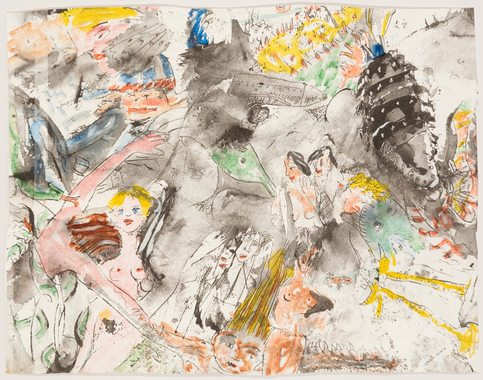 Knox Martin Blessings, 2009 Pen, ink, graphite, crayon, and acrylic on Tyvek, 23 x 29 1/2 inches (58.4 x 74.9...