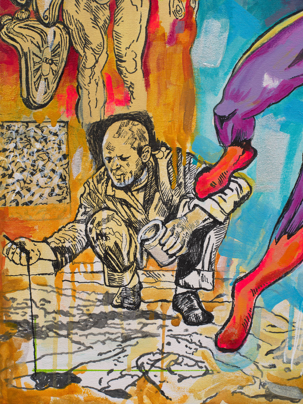 Audrey Flack Flying Through the Timestream, 2023 Acrylic and mixed media on canvas, 36 x 40 in. (91.4 x 101.6...