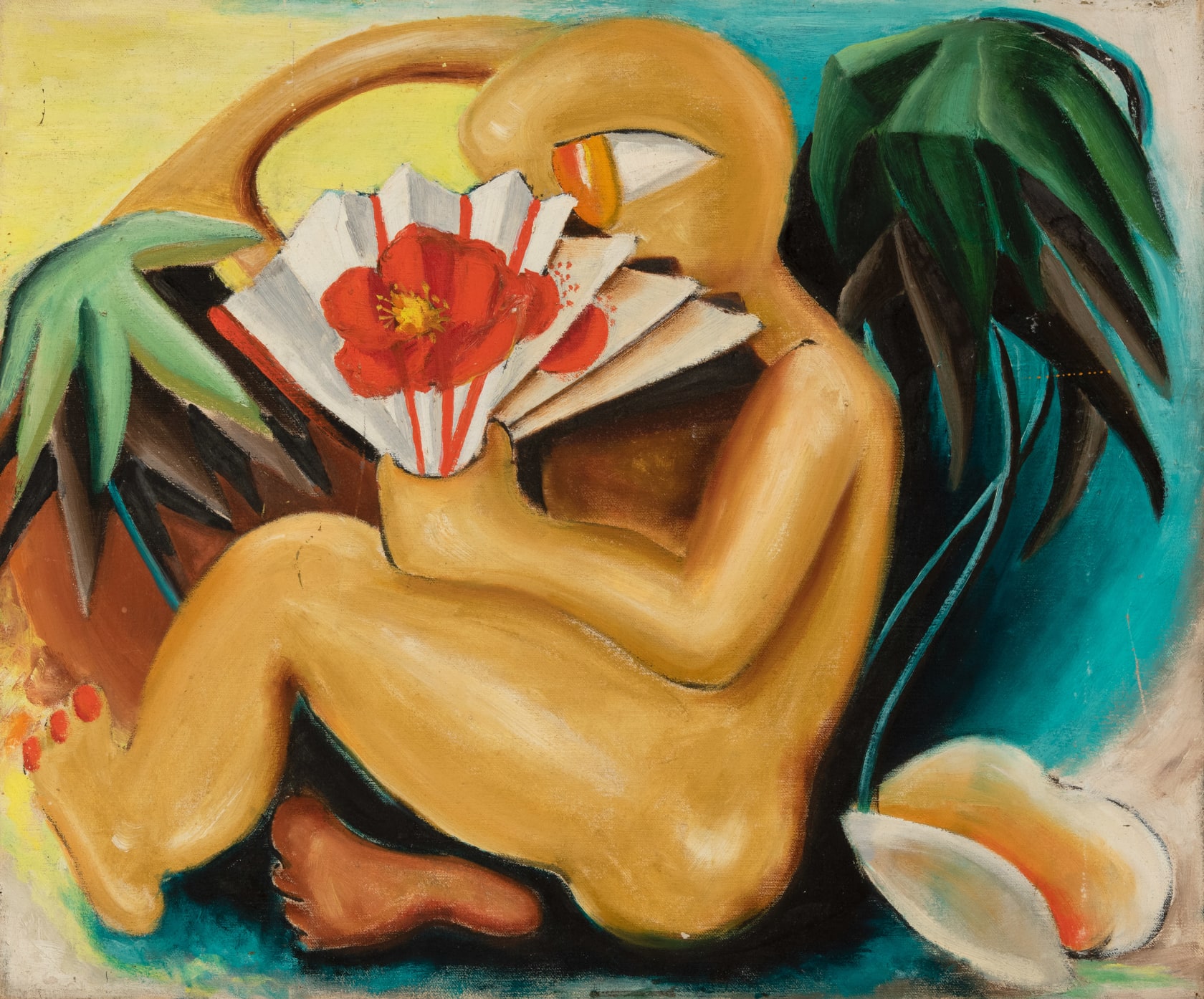 Dusti Bongé Woman with a Fan, 1941 Oil on canvas, 20 x 24 in. (50.8 x 61 cm)