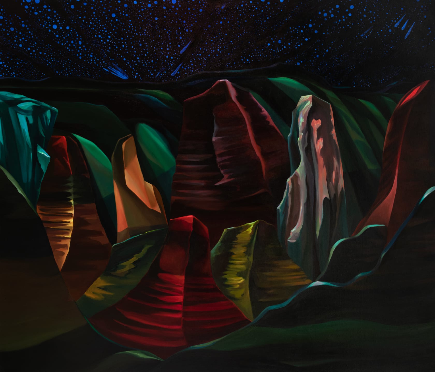 Rachel MacFarlane Moonlight and Earth, 2020 Oil on canvas, 72 x 84 in. (182.9 x 213.4 cm)