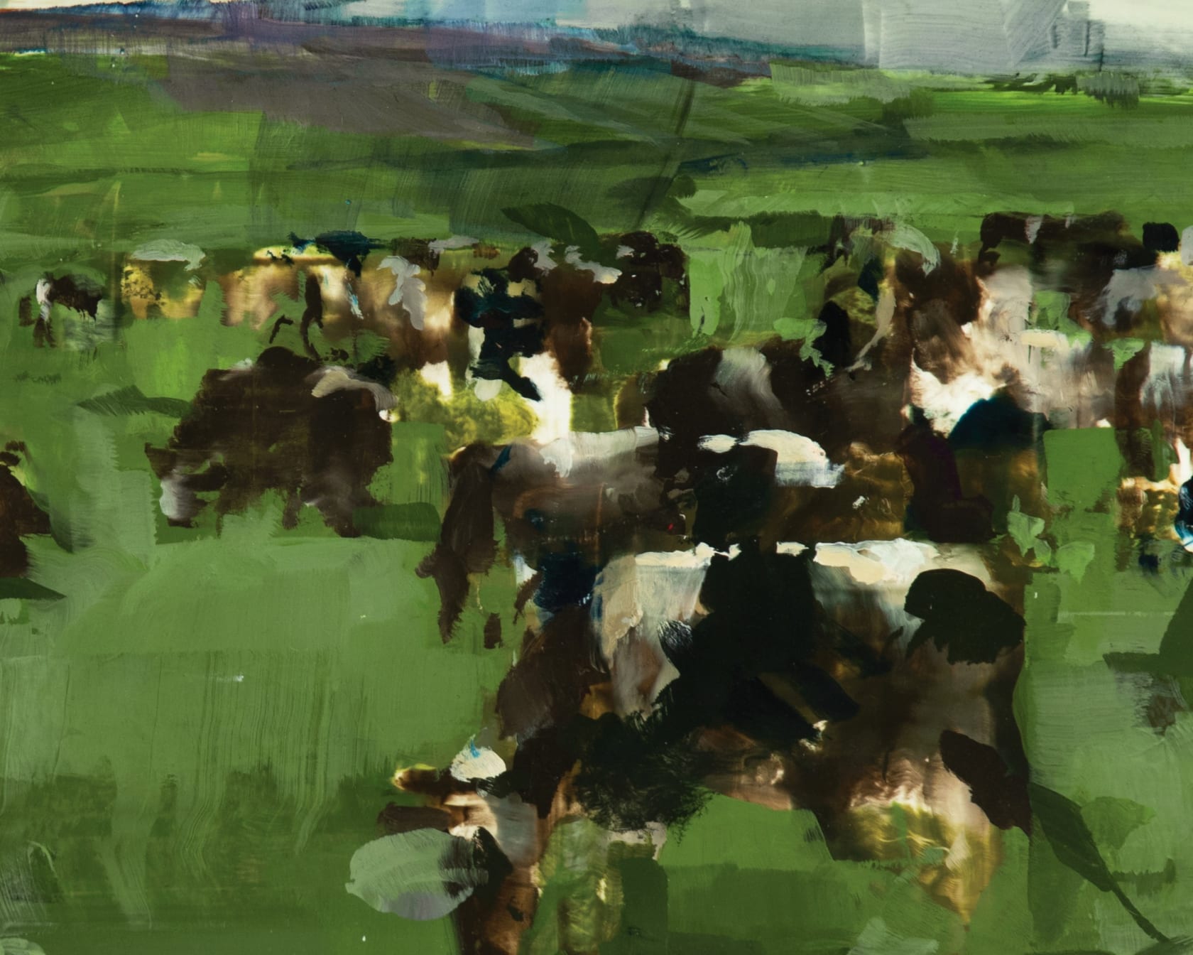 Alex Kanevsky Frisians, 2018 Oil on Mylar mounted on board, 19 5/8 x 14 1/8 in. (49.8 x 35.9 cm)