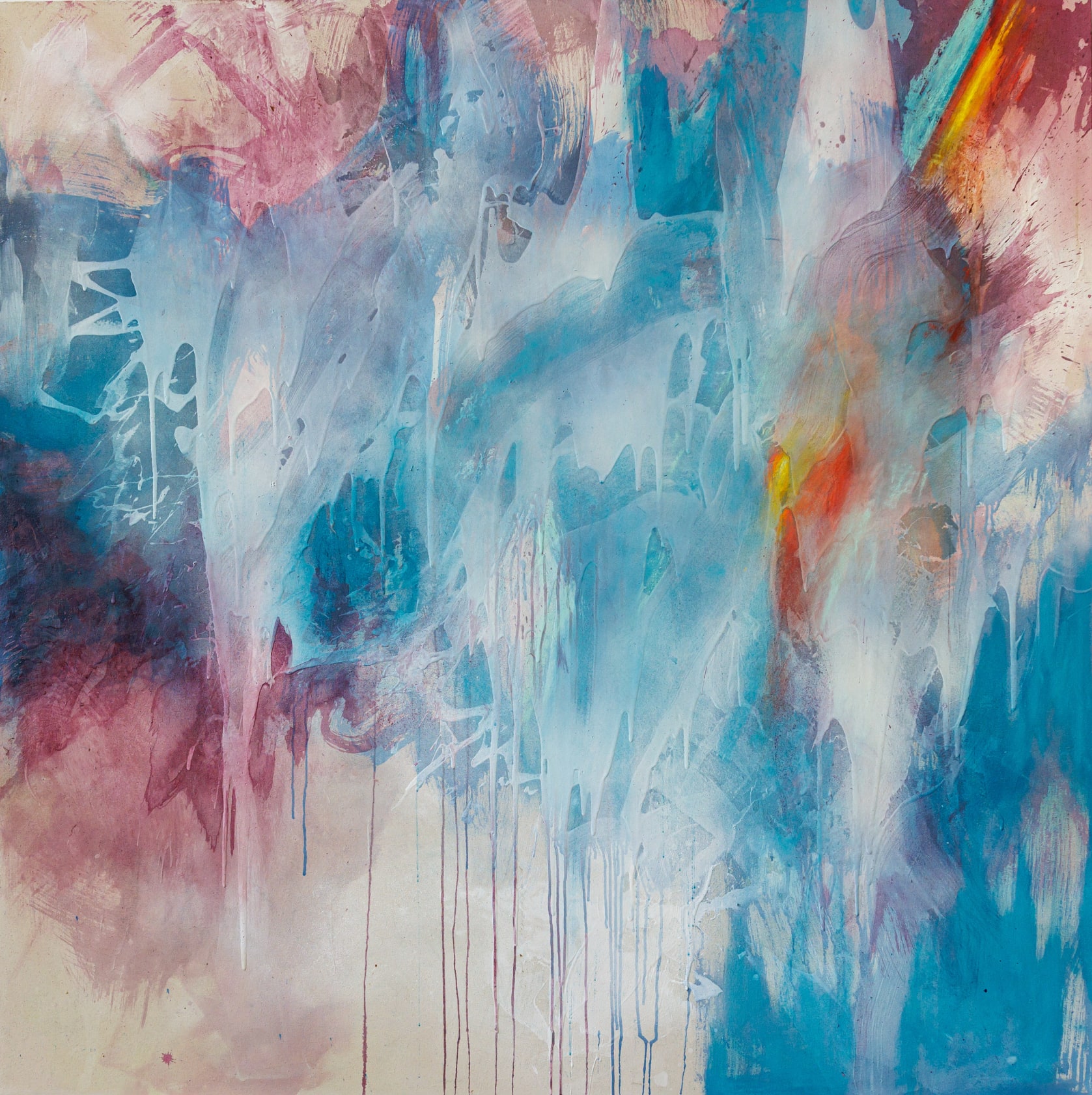 Katherine Boxall TREAD, 2025 Acrylic, spray paint, and pastel on canvas, 60 x 60 in. (152.4 x 152.4 cm)