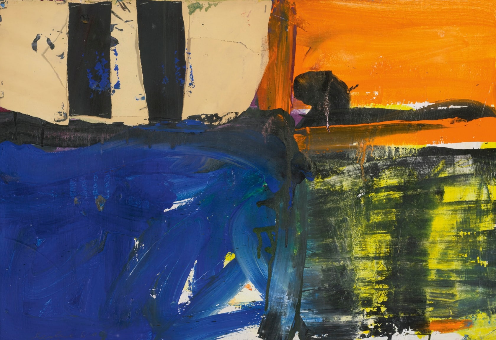 Alfred Leslie NUMBER 5, 1960 Oil on canvas with collaged paper and staples, 20 x 30 in. (50.8 x 76.2...
