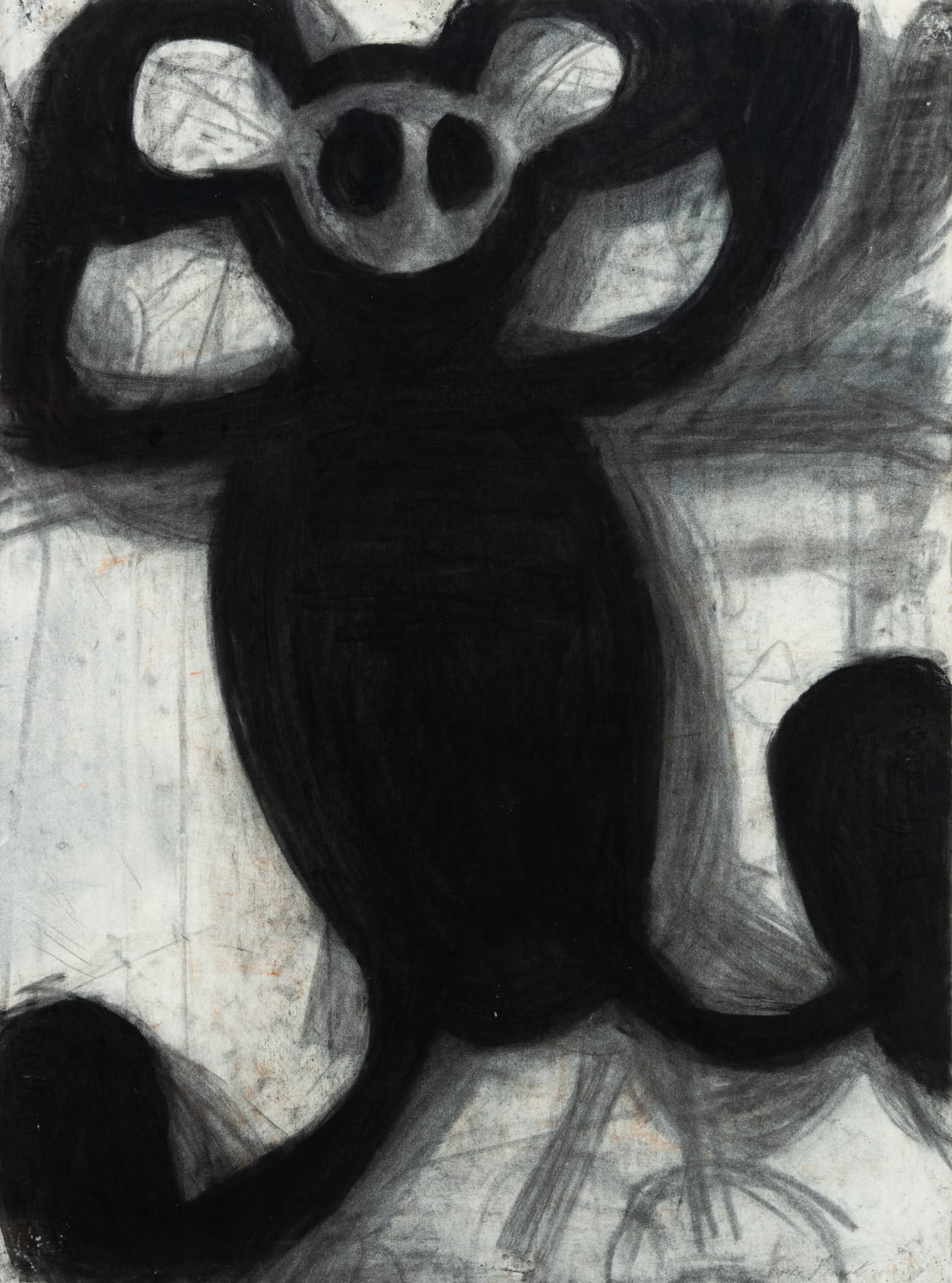 Joyce Pensato Mickey Fried Up, 1990 Charcoal on paper, 30 x 22 in. (76.2 x 55.9 cm)