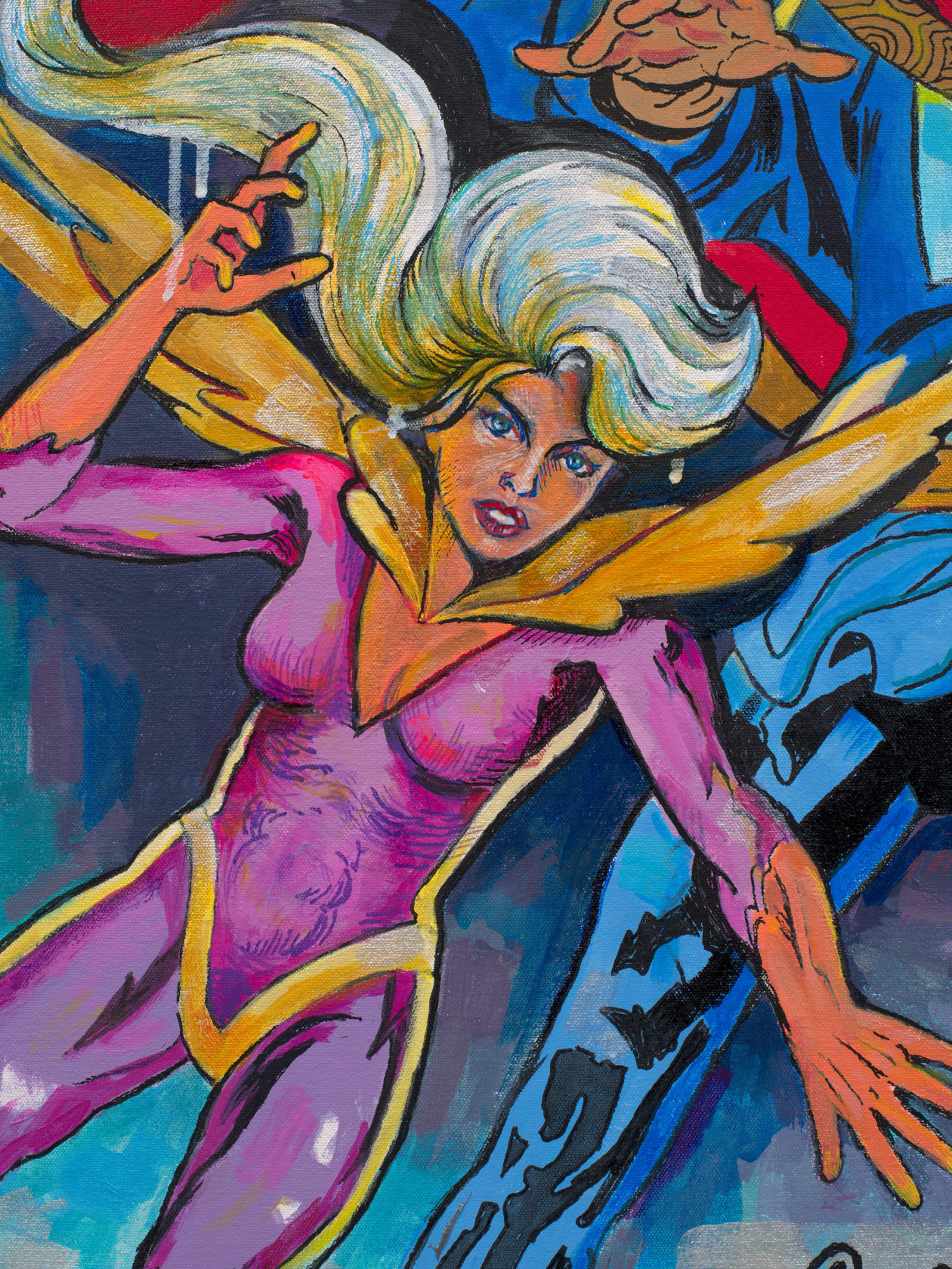 Audrey Flack Flying Through the Timestream, 2023 Acrylic and mixed media on canvas, 36 x 40 in. (91.4 x 101.6...