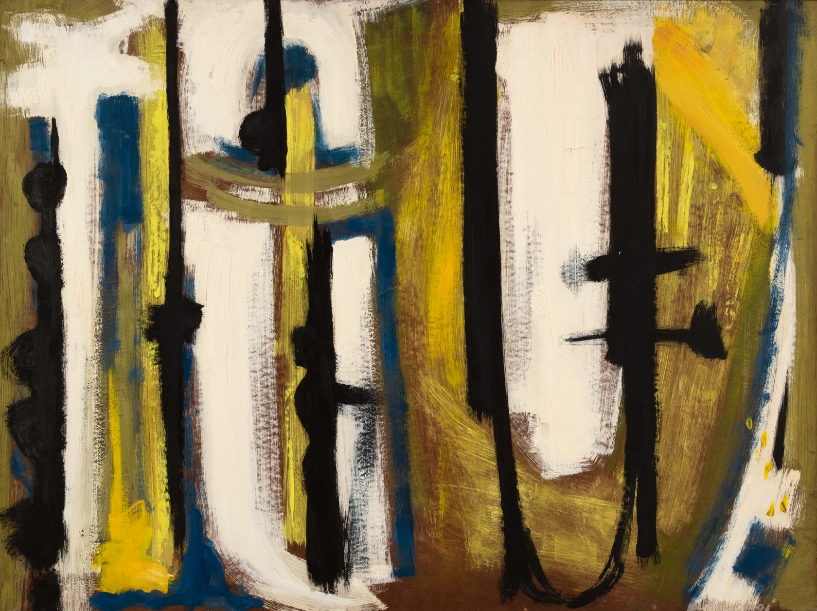 Dusti Bongé, Untitled (White, Yellow and Black Abstract), circa 1956