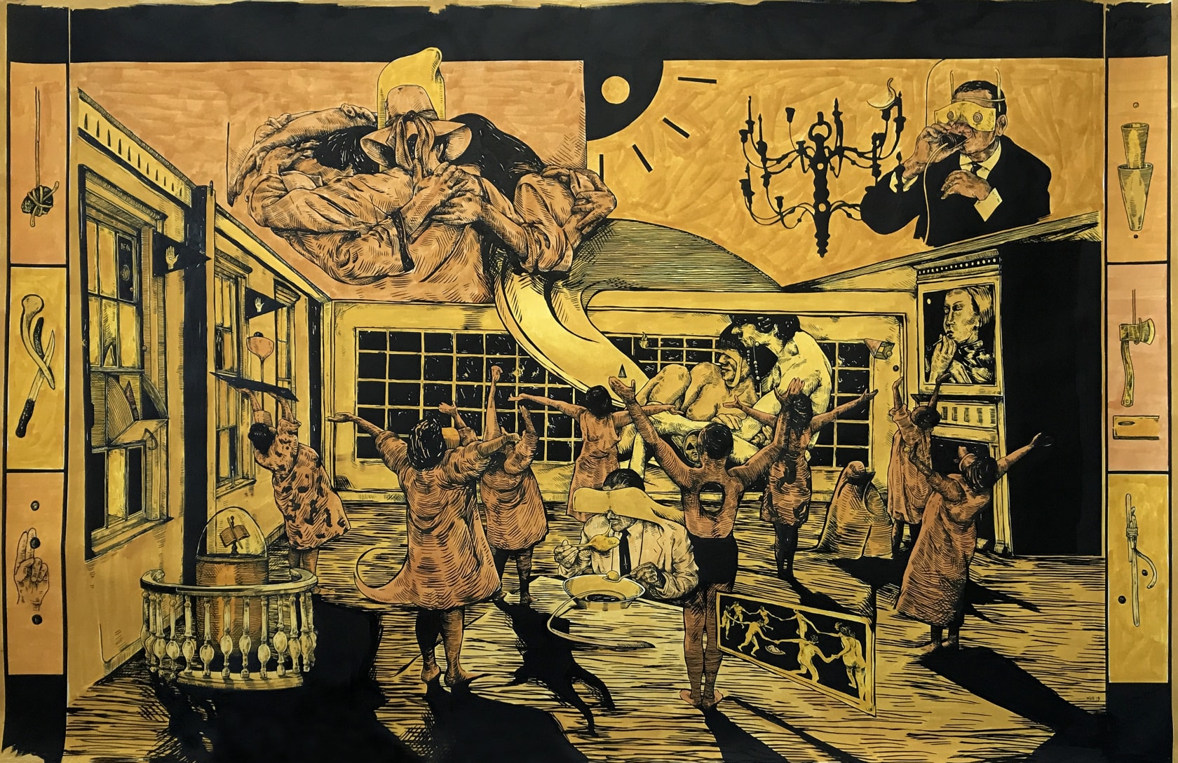 William Buchina Scenery in Yellow #1, 2019 Ink on paper, 52 x 81 inches