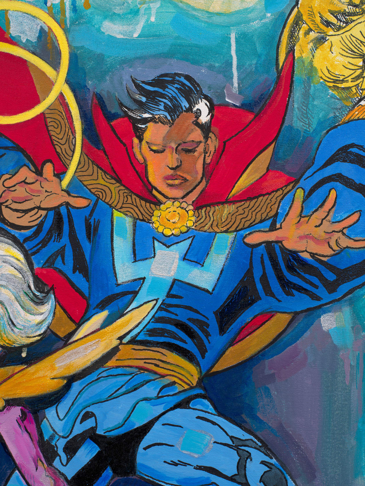 Audrey Flack Flying Through the Timestream, 2023 Acrylic and mixed media on canvas, 36 x 40 in. (91.4 x 101.6...