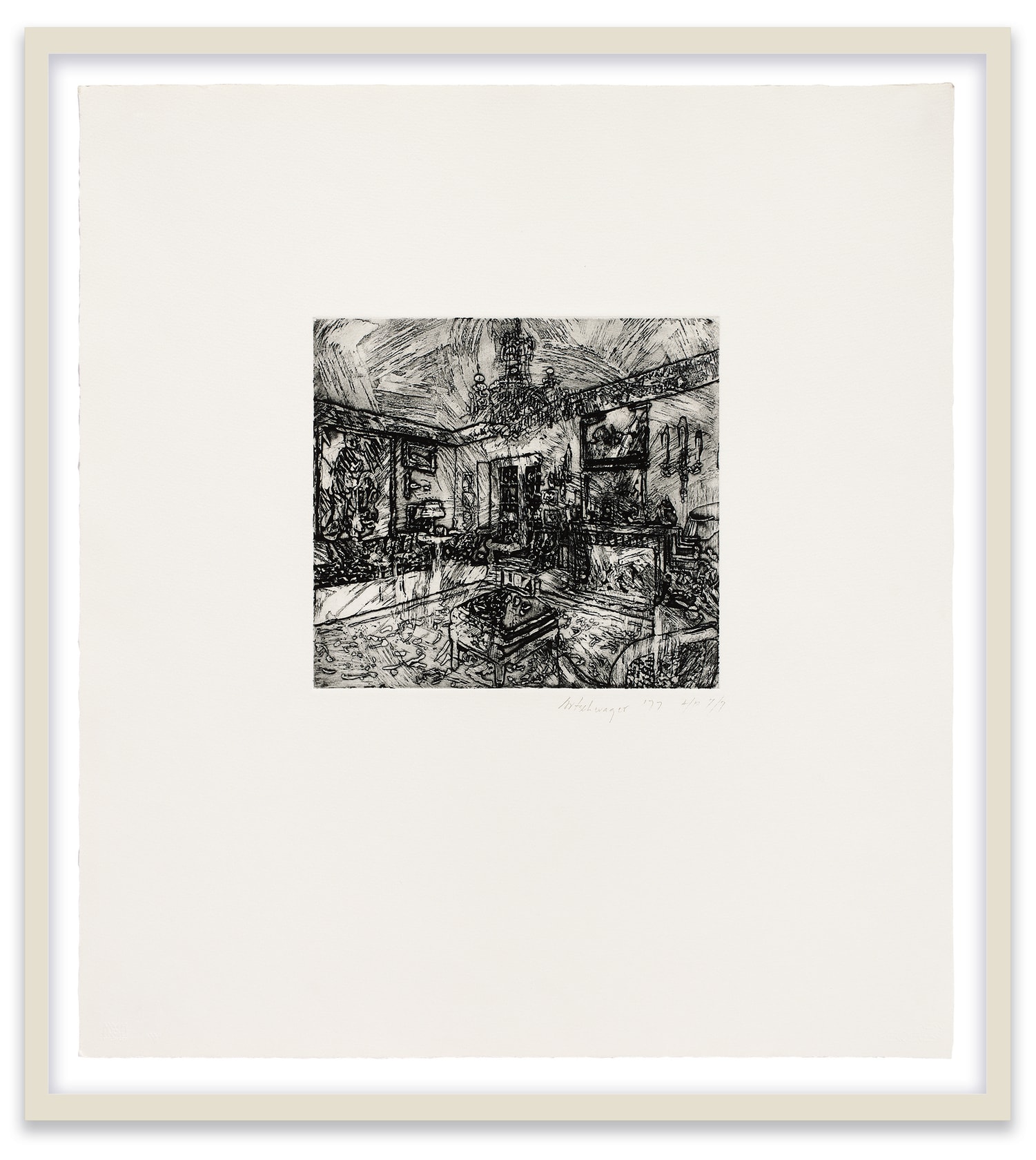 Richard Artschwager Interior #1, 1977 Asphaltum on Arches paper Plate: 9 x 9 3/4 in. (22.9 x 24.8 cm) Sheet:...