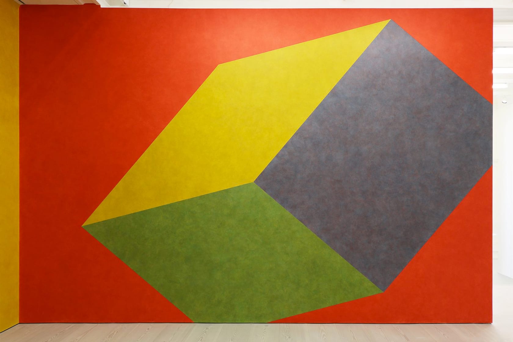 Sol LeWitt Wall drawing #757: A tilted form with color ink washes superimposed, 1994