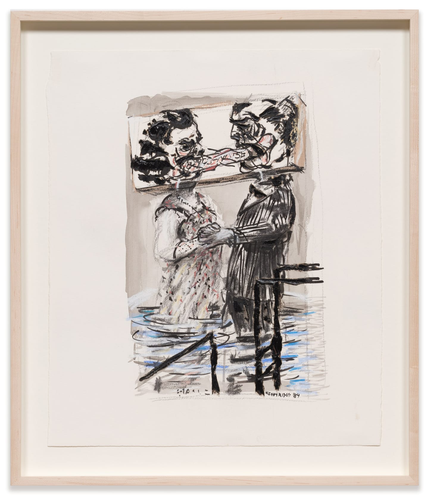 William Kentridge The Battle Between Yes and No, 1989 Graphite, gouache and bitumen on paper Image: 16 x 9 7/8...