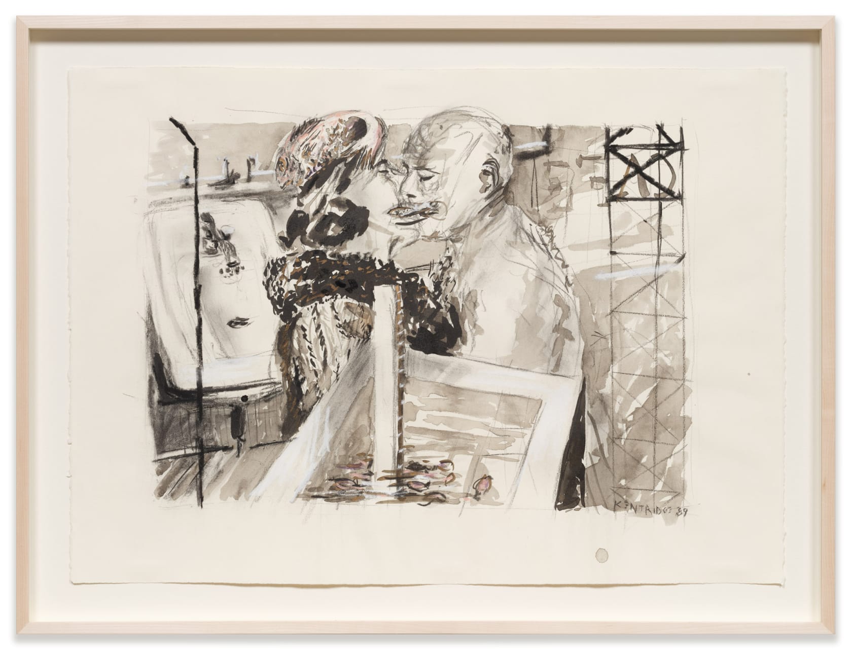 William Kentridge The Hatchery, 1989 Charcoal, pastel, ink and gouache on paper Image: 15 x 20 1/2 in. (38 x...