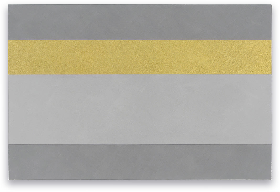 Ettore Spalletti Untitled, 2018 Color impasto and golden paint on paper 9 7/8 x 14 3/4 x 5/8 in. (25...