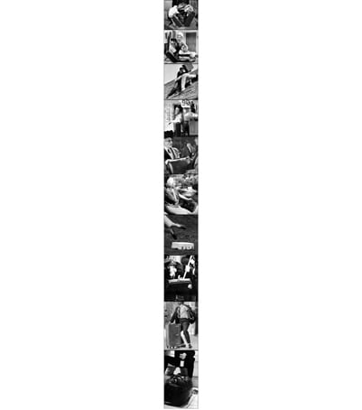 John Baldessari, Ten Suitcases: With People (Black and White), 2004