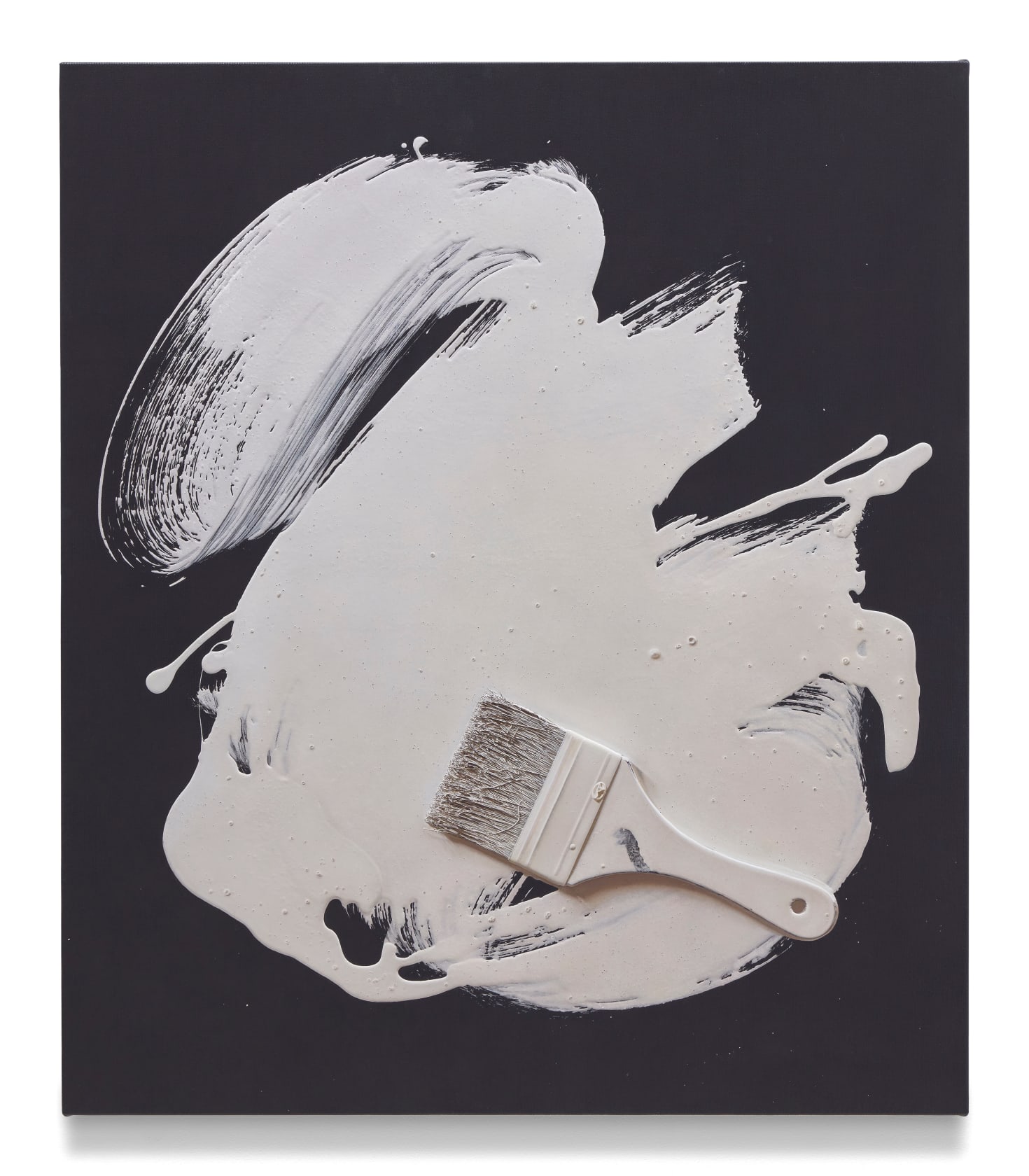 Paul Sietsema, Action painting (white on black), 2025