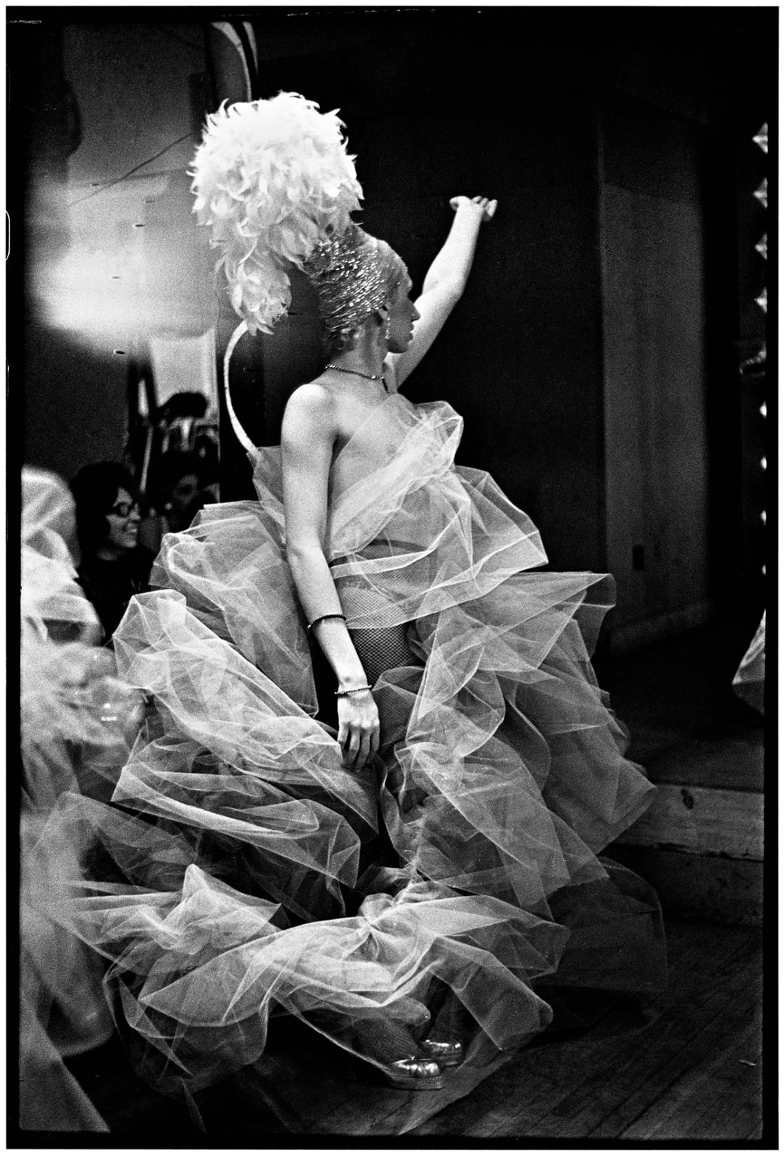 Nan Goldin Naomi presenting a stage show, The Other Side, Boston, 1973