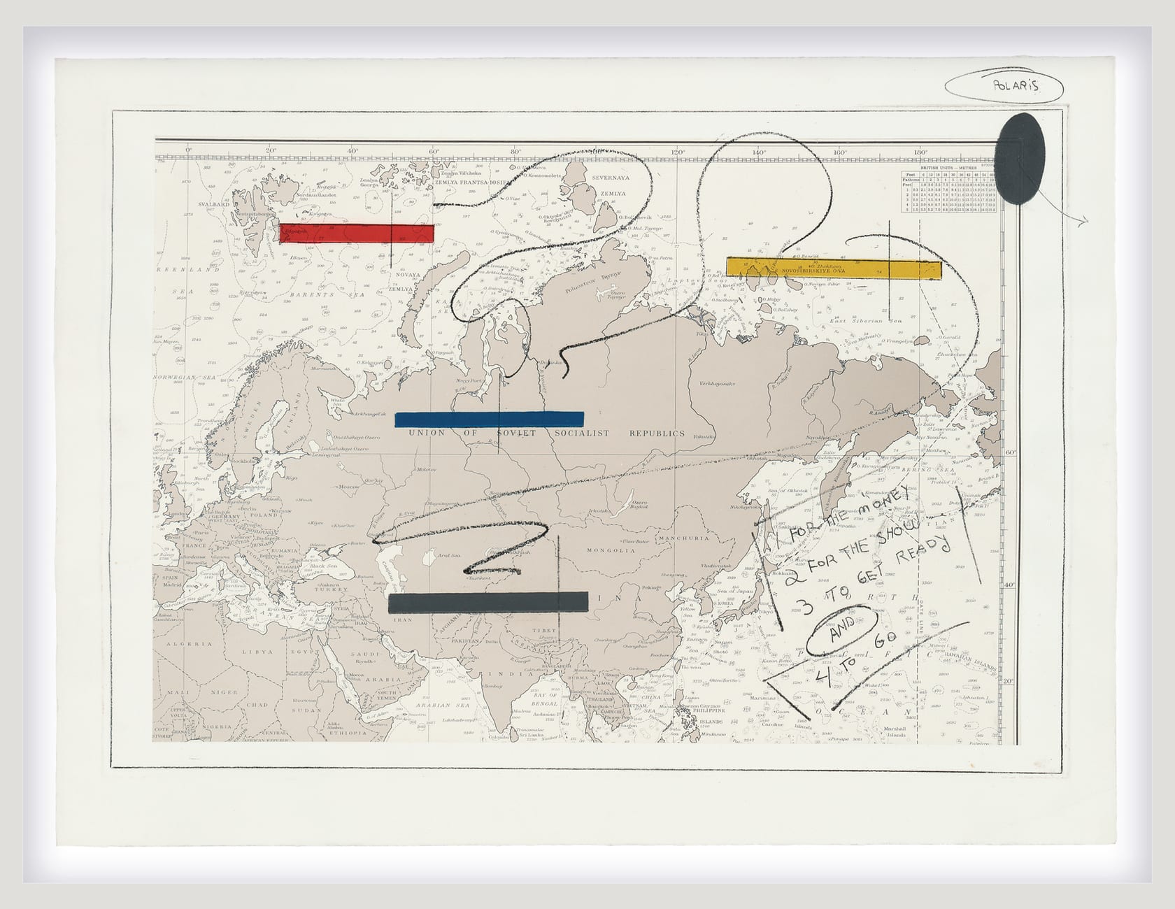 Lawrence Weiner ISLANDS IN THE STORM II, 1990 Photogravure, etching, aquatint, and softground on Chine collé, mounted on Somerset paper...