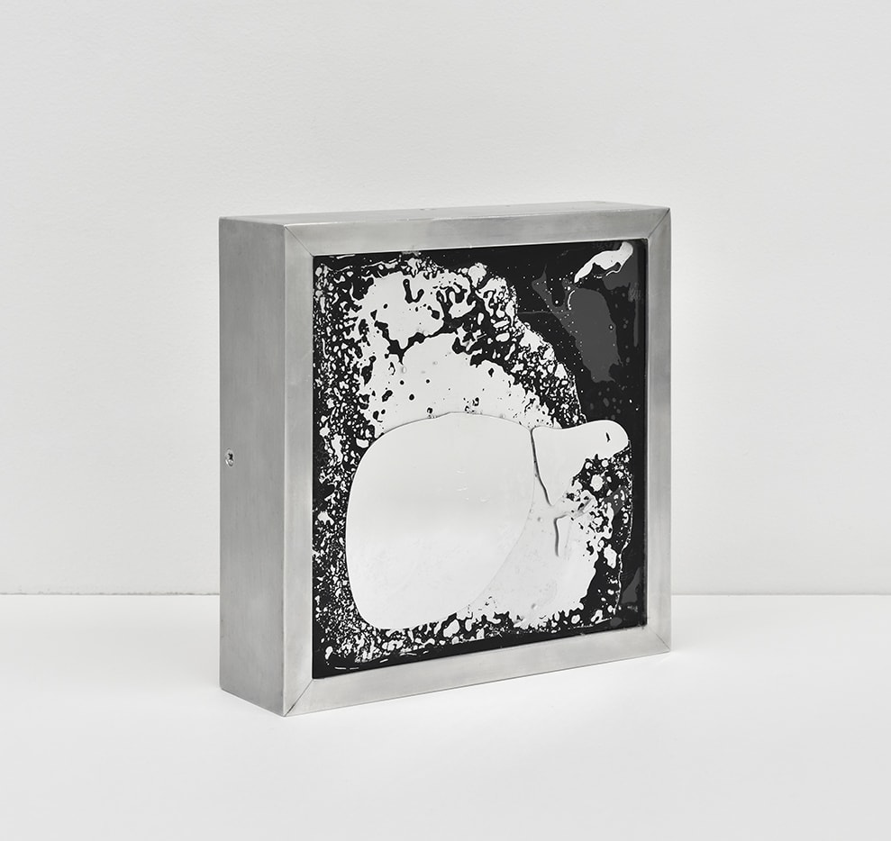 Ronald Mallory Mercury Box, 1966 Mercury and acrylic in aluminum frame 7 1/2 x 7 1/2 x 1 1/2 in....