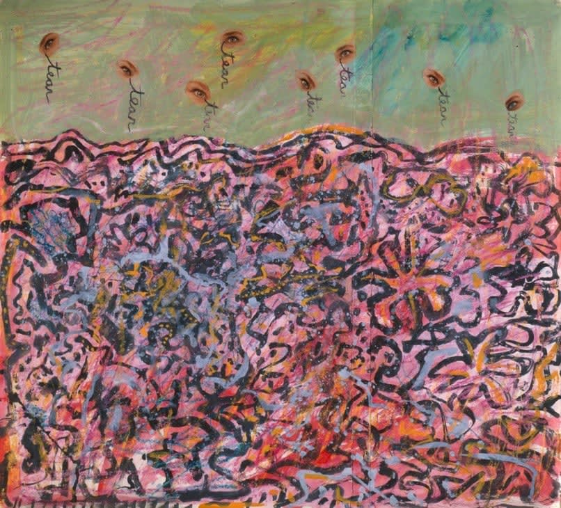 Robert Smithson Tear, 1963 Gouache, crayon, collage on paper Paper: 24 x 26 1/2 in. (61 x 67.3 cm) Frame:...