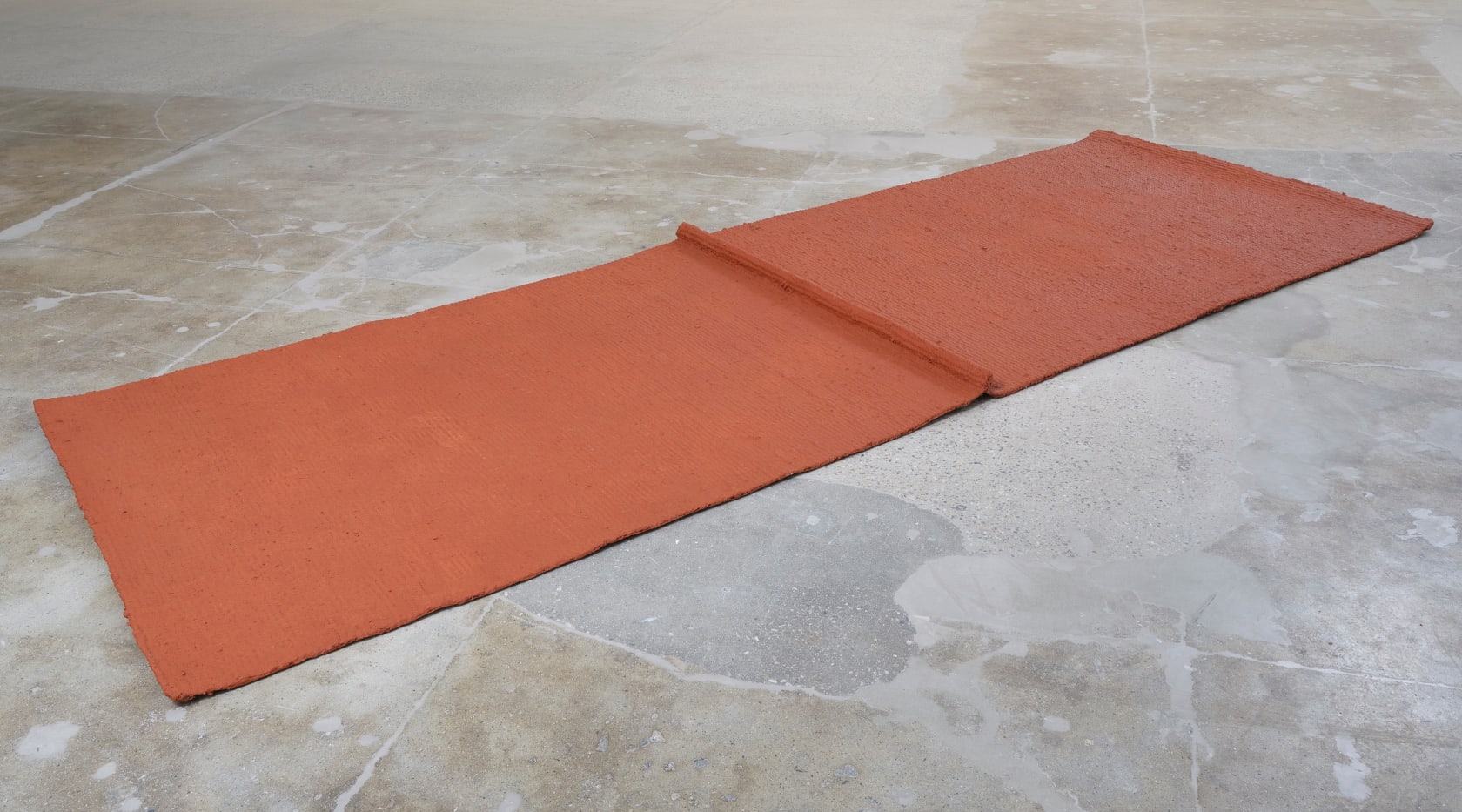 Delcy Morelos Organized Salt Water (Agua salada organizada), 2014 Soil and acrylic on jute 115 5/8 x 51 5/8 in....