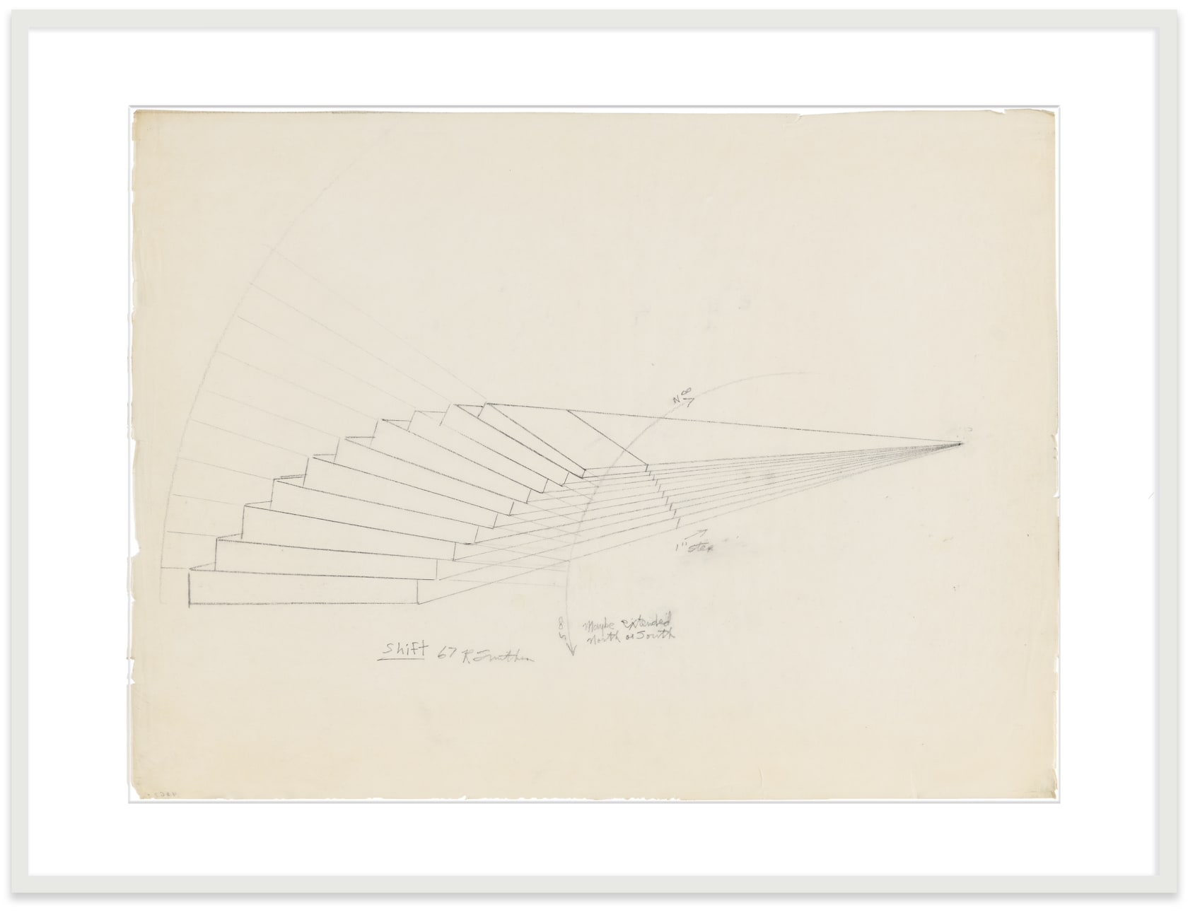 Robert Smithson Shift, 1967 Pencil on paper Paper: 14 x 18 in. (35.6 x 45.7 cm) Frame: 21 5/8 x...