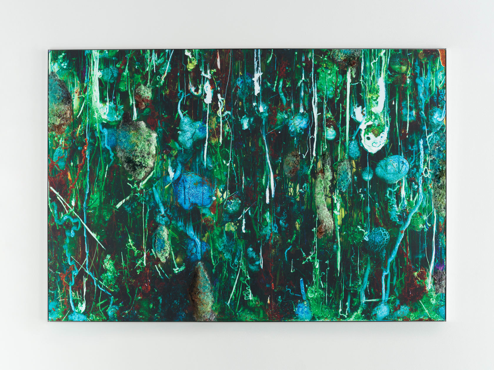 Agnieszka Kurant Nonorganic Life 7, 2025 Painting with crystals of metal salts (copper, cobalt, iron, nickel, manganese, chromium) which are...