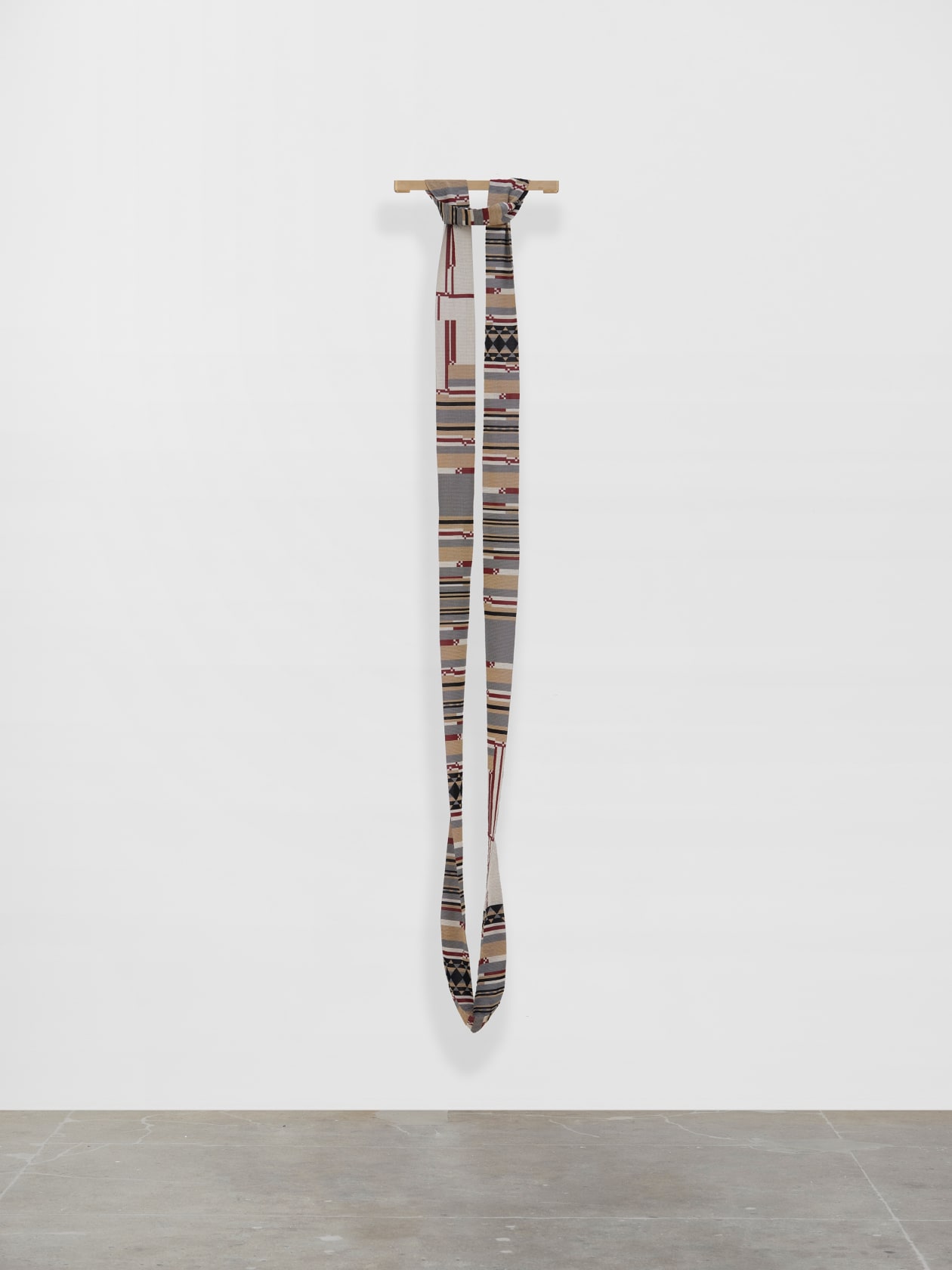 Leonor Antunes discrepancies with W.W. #15, 2025 Glass beads, FireLine thread Dimensions variable Laid flat dims: 112'x5'