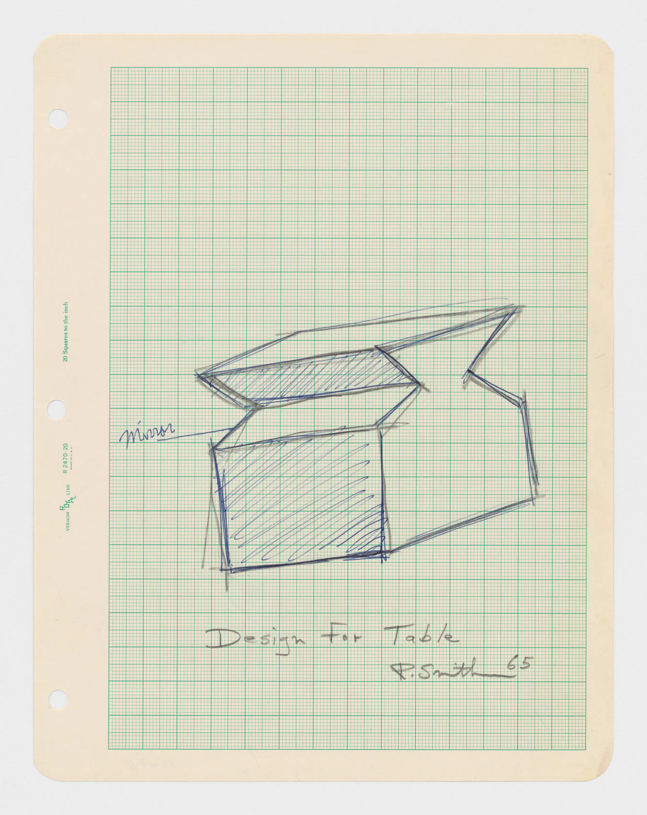 Robert Smithson Design for table, 1965 Graphite pencil and ink on graph paper Paper: 11 x 8 in. (27.9 x...