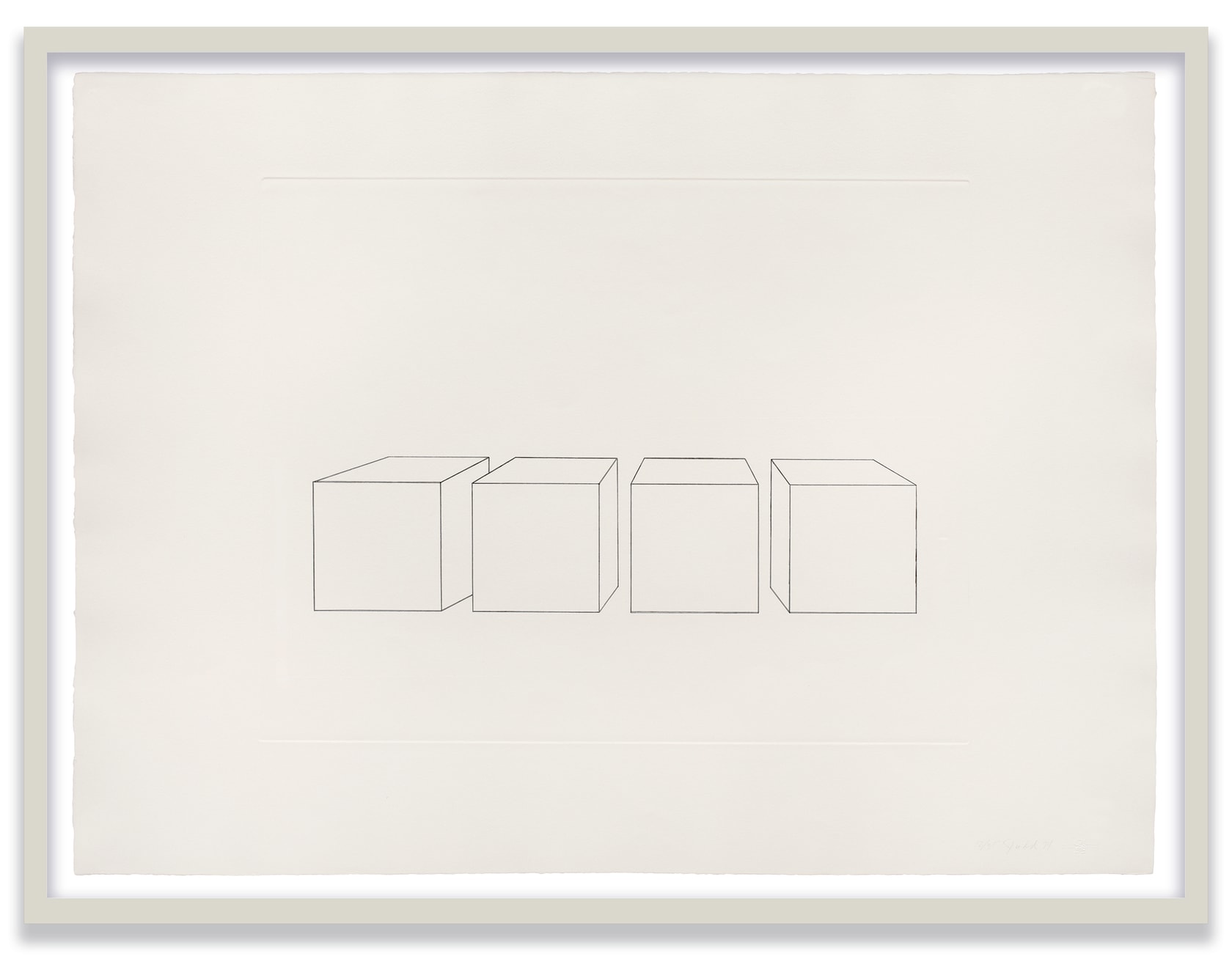 Donald Judd Untitled, 1974 Set of 6 black and white etchings on German Etching paper 5 sheets: 30 1/2 x...