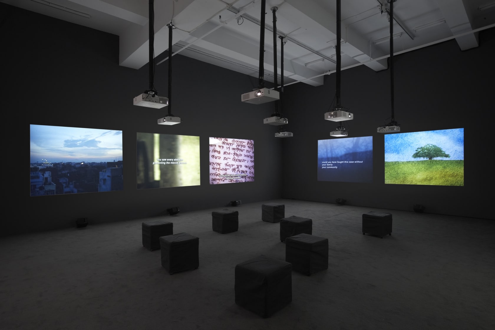 An exhibition installation view from: Amar Kanwar
