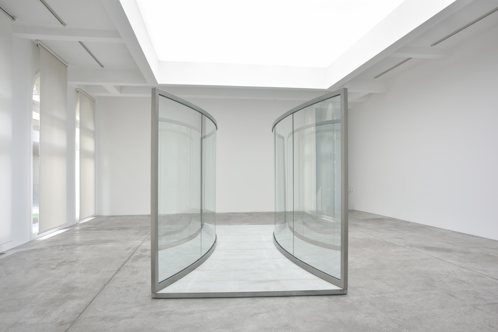 An exhibition installation view from: Dan Graham