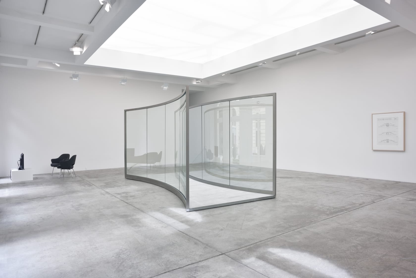 An exhibition installation view from: Dan Graham