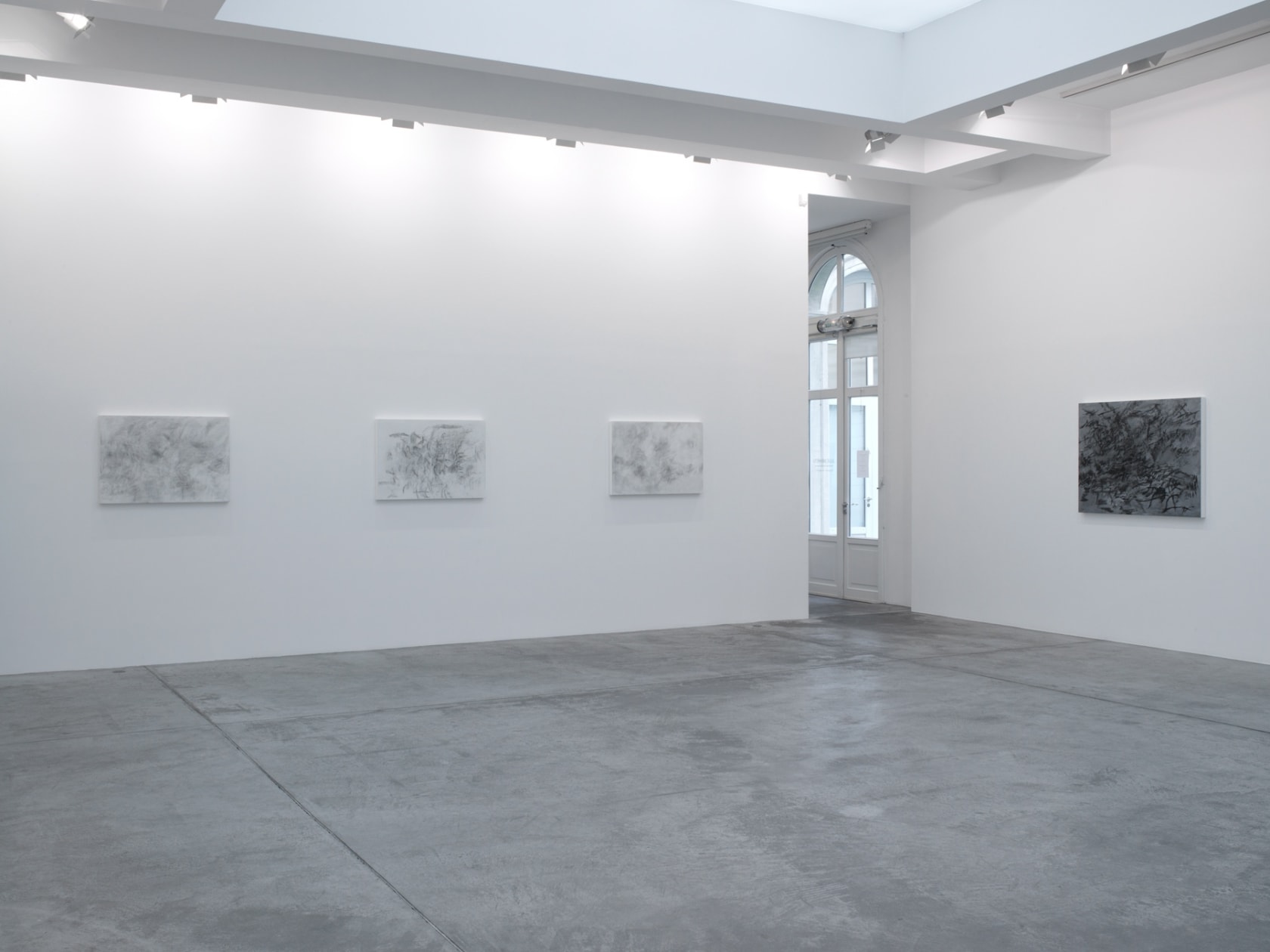 An exhibition installation view from: Julie Mehretu, Mind, Breath and Beat Drawings