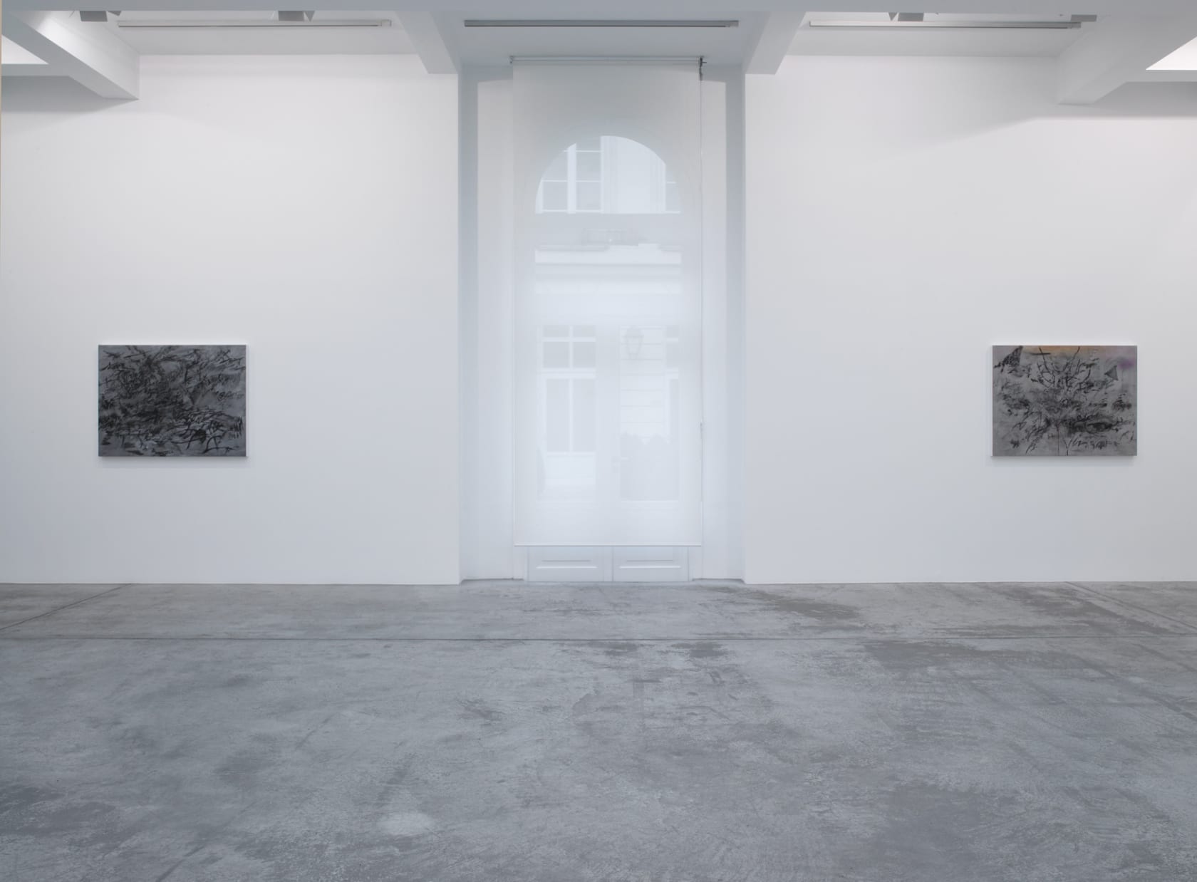 An exhibition installation view from: Julie Mehretu, Mind, Breath and Beat Drawings