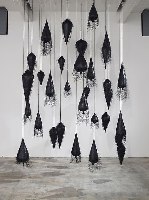 An exhibition installation view from: Annette Messager, À Corps perdu / Heart and Soul