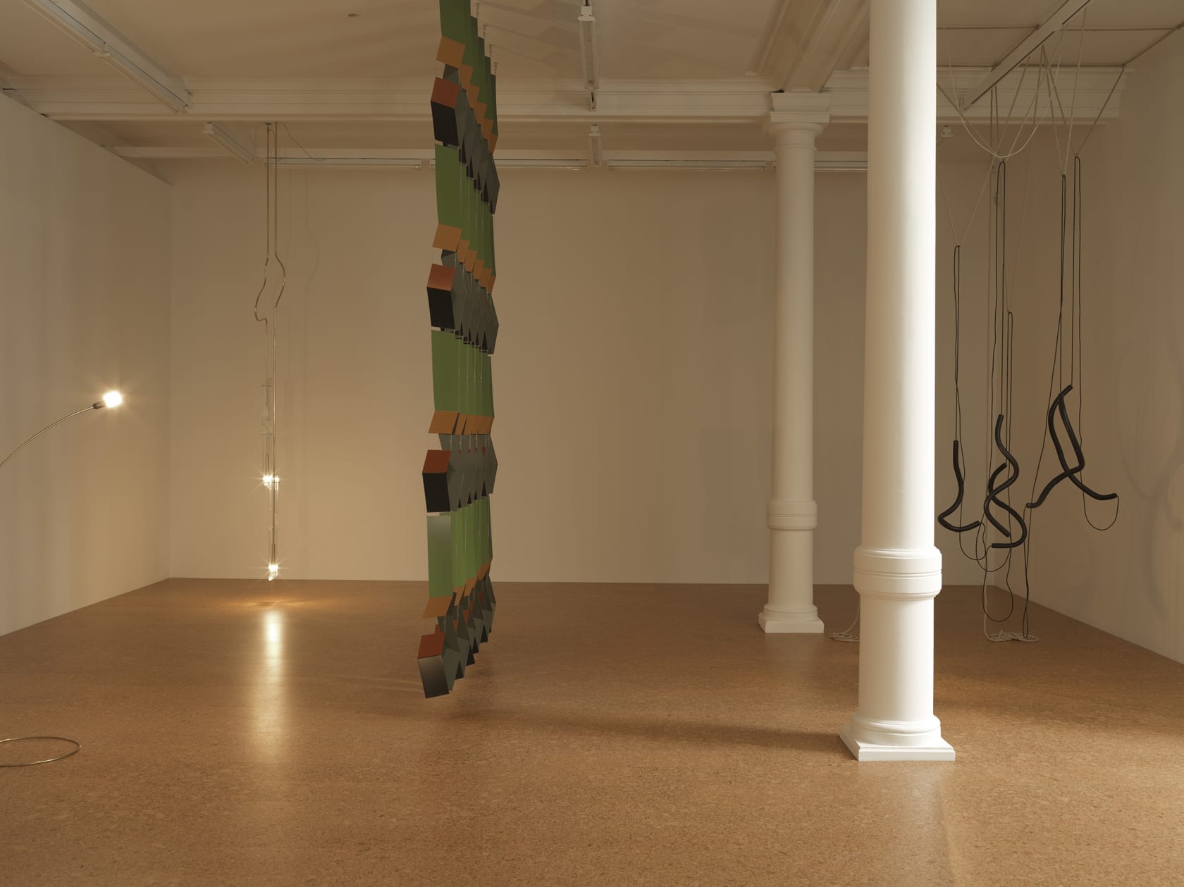 An exhibition installation view from: Leonor Antunes, a thousand realities from an original mark