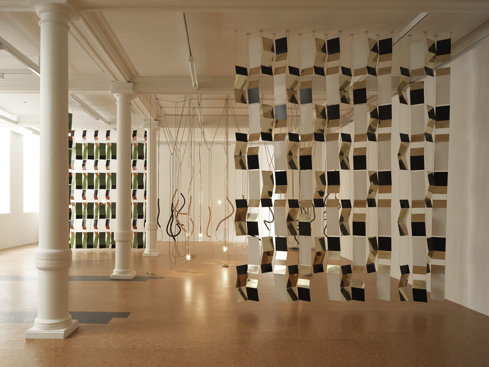 An exhibition installation view from: Leonor Antunes, a thousand realities from an original mark